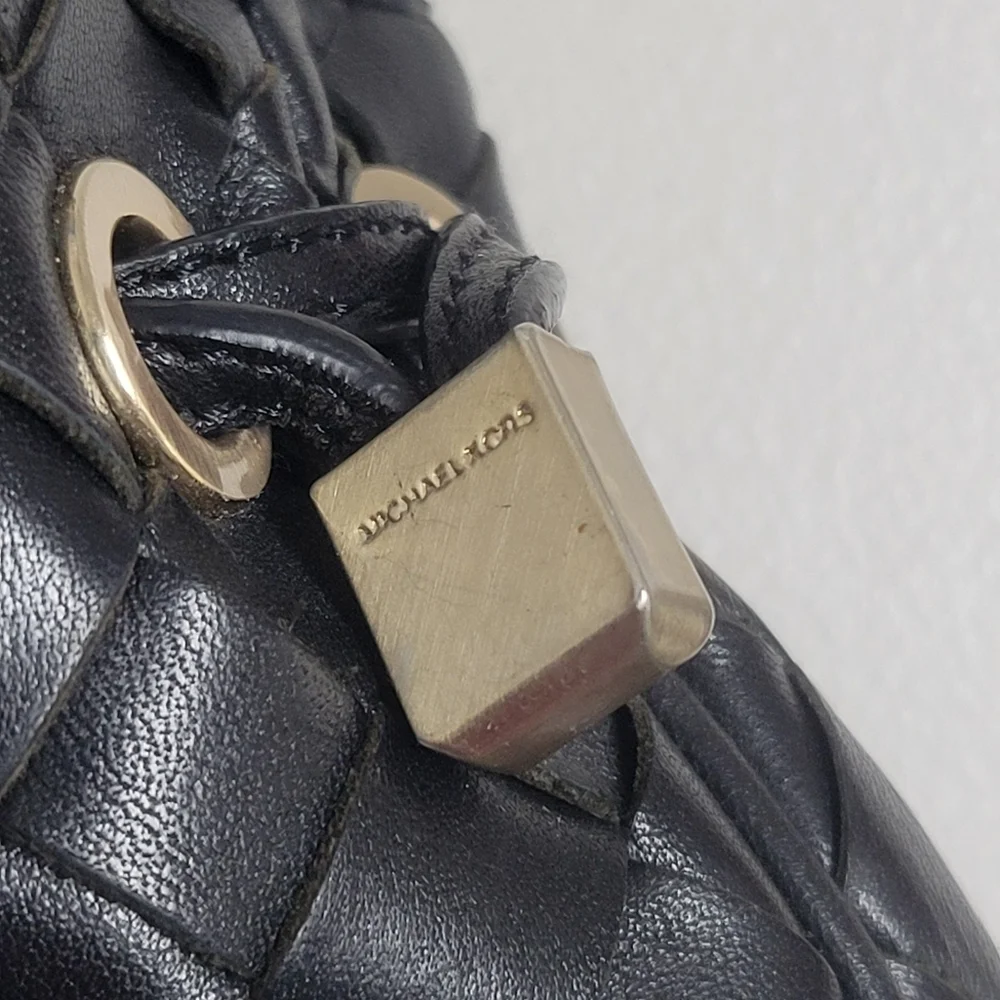 Michael Kors Newbury Woven Leather Shoulder Bag.